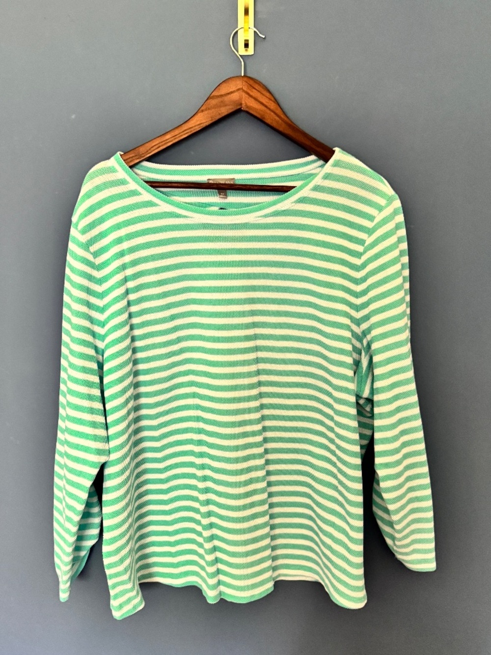 T by Talbots women's aqua/white striped long-sleeve top 3X NWOT